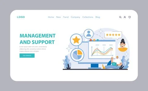 Management and support concept. Flat vector illustration. 스톡 일러스트