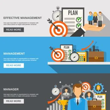 Management Banner Set Stock Illustration