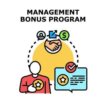 Management bonus program achieving employee success and financial reward Stock Illustration