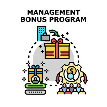 Management bonus program reward system providing employee incentives Ilustração Stock