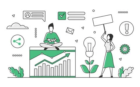 Management business data analysis Stock Illustration