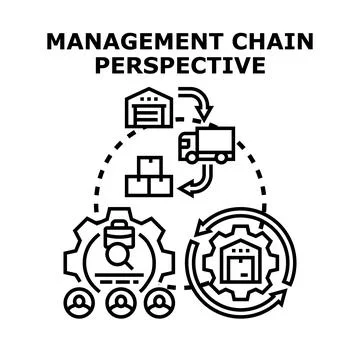 Management chain perspective evaluating supply logistics operations Stock Illustration