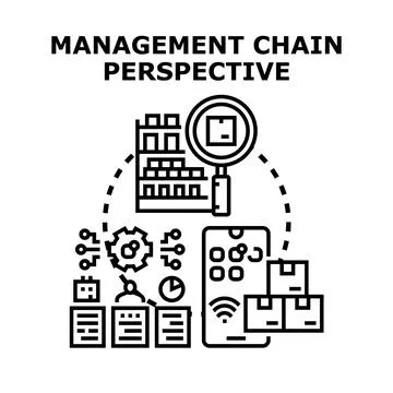 Management chain perspective evaluating supply logistics planning Stock Illustration