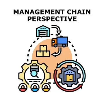 Management chain perspective evaluating supply logistics operations Stock Illustration