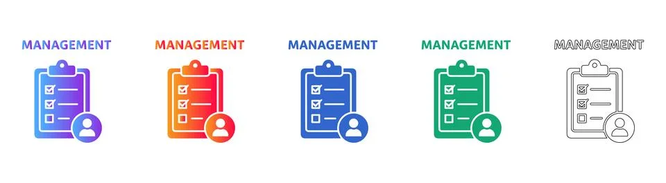 Management Checklist User Icon Set 库存插图