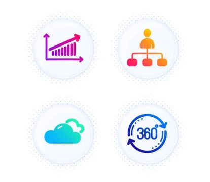 Management, Cloudy weather and Chart icons set. Full rotation sign. Agent, Sky Stock Illustration