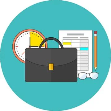 Management concept. Flat design. Icon in turquoise circle on white background Stock Illustration