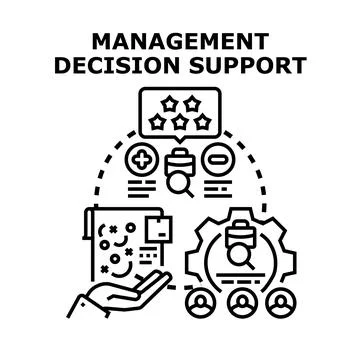Management decision support system developing business strategy Illustrazione stock