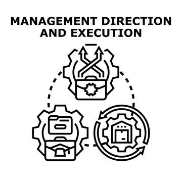 Management direction coordination and execution planning process Stock Illustration