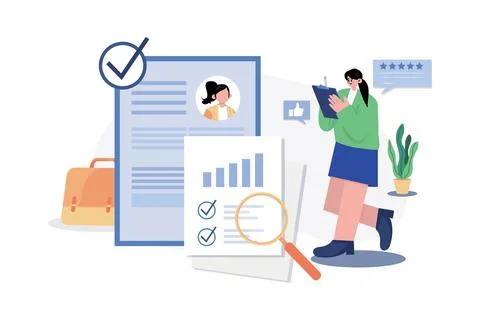 Management Evaluation Illustration concept. A flat illustration isolated on w 스톡 일러스트