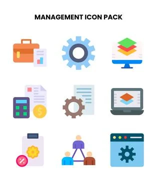 Management Flat Collection Icons Pack Stock Illustration