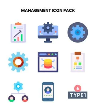 Management Flat Graphics Icons Pack Stock Illustration