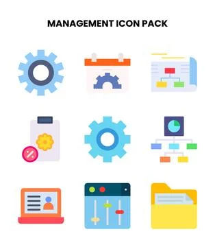 Management Flat Icons Pack Stock Illustration
