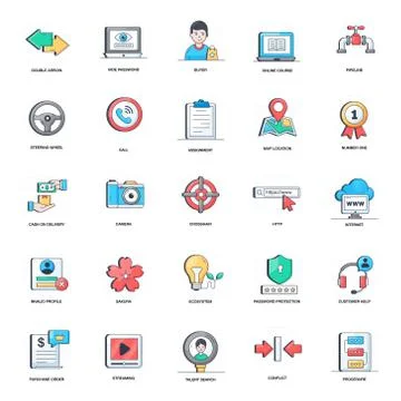 Management Flat Icons Vectors Pack Stock Illustration