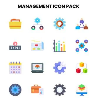 Management Flat Vector Icons Pack Illustrazione stock