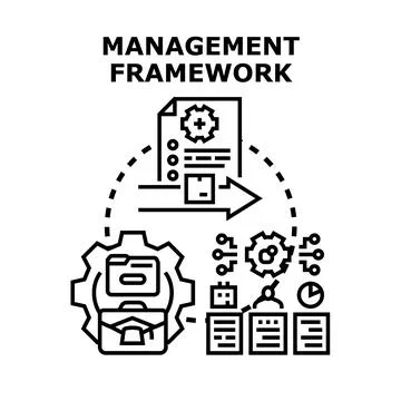 Management framework concept with business process optimization Stock Illustration