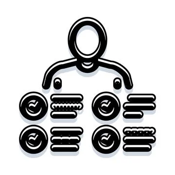 Management hierarchy structure with delegated tasks and completed items Stock Illustration