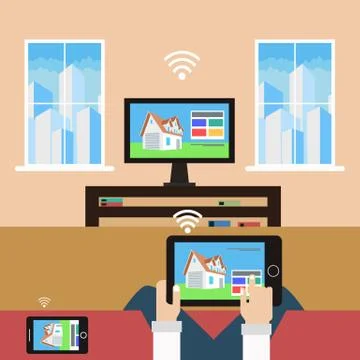 Management house through modern technology Stock Illustration