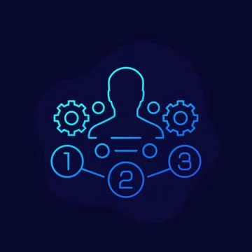 Management icon with gears, linear vector Stock Illustration