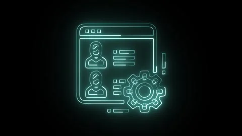 Management Icon Isolated on Black Background, Organization Control Neon Lin.. Stock Footage 323731899