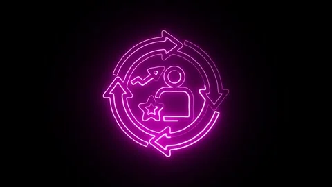 Management Icon Isolated on Black Background, Neon Business Line Motion Gra.. Vídeo Stock 327666992