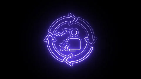 Management Icon Isolated on Black Background, Neon Business Line Motion Gra.. Vídeo Stock 327666996