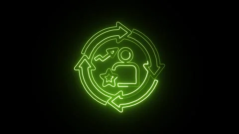 Management Icon Isolated on Black Background, Neon Business Line Motion Gra.. Stock Footage 327667024