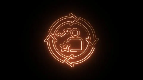 Management Icon Isolated on Black Background, Neon Business Line Motion Gra.. Stock Footage 327667027