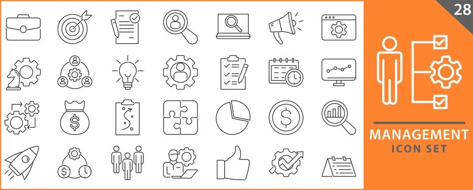 Management icon set Stock Illustration