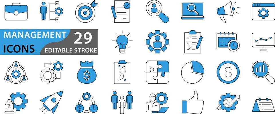 Management icon set Stock Illustration