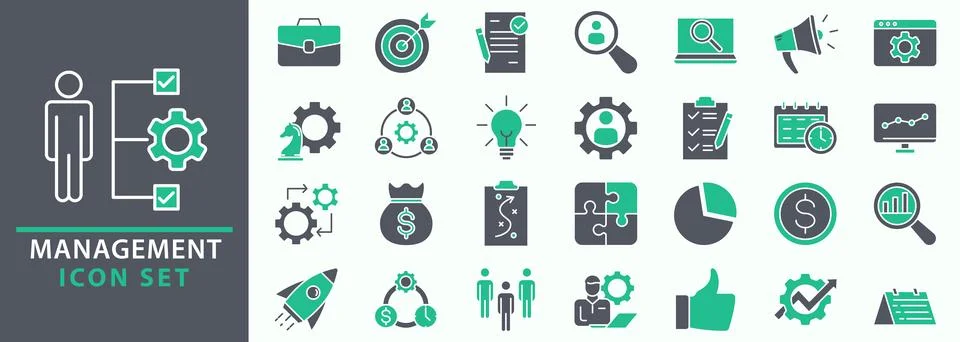 Management icon set Stock Illustration