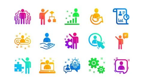 Management icons. Business people, Algorithm and Group. Classic icon set. Vector 스톡 일러스트