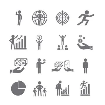 Management icons set. Stock Illustration