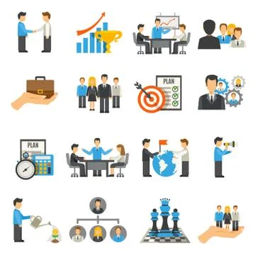 Management Icons Set Illustration