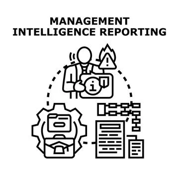 Management intelligence reporting analyzing business data concept Stock Illustration