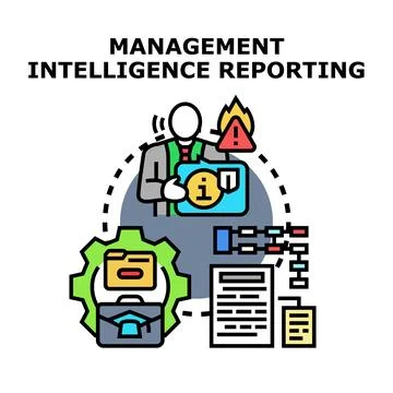 Management intelligence reporting analyzing business data concept Stock Illustration