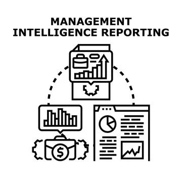 Management intelligence reporting concept business analyzing data Stock Illustration
