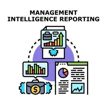 Management intelligence reporting concept business analyzing data Stock Illustration
