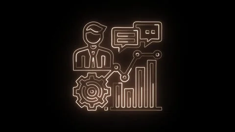 Management Isolated on Black Background Neon Organization Control Animation Stock Footage 329056765