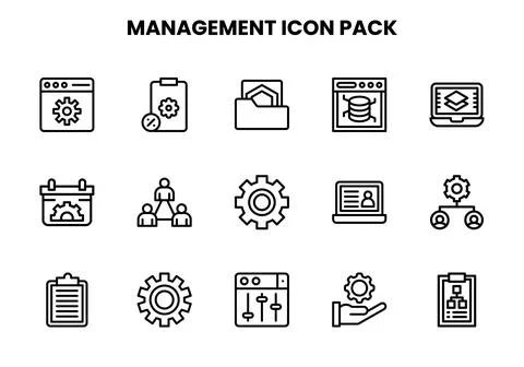 Management Line Bundle Icons Pack Stock Illustration