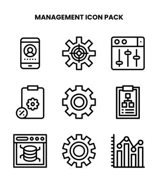 Management Line Set Icons Pack Stock Illustration