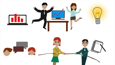 Management Multitasking Infographics 2D Animation Stock Footage 104847240