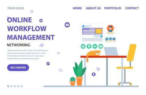 Management Online, Workflow Website Service Vector 스톡 일러스트