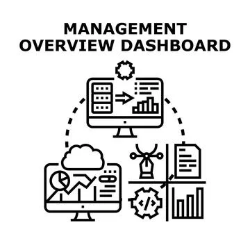 Management overview dashboard for business analytics and data visualization Stock Illustration
