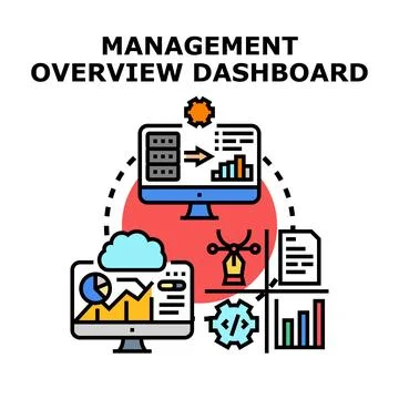 Management overview dashboard for business analytics and data visualization Stockillustratie