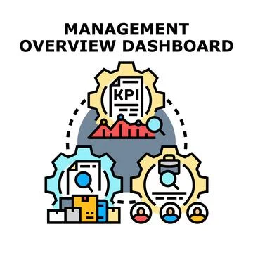 Management overview dashboard visualizing business process data Stock Illustration