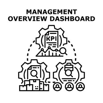 Management overview dashboard visualizing business process data Illustrazione stock
