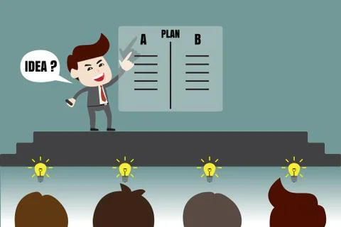 Management presented to brainstorm gather ideas Stock Illustration