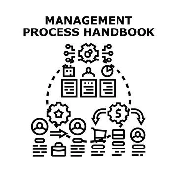 Management process handbook defining business workflow system Stock Illustration