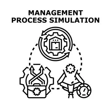 Management process simulation for business strategy and optimization Stock Illustration